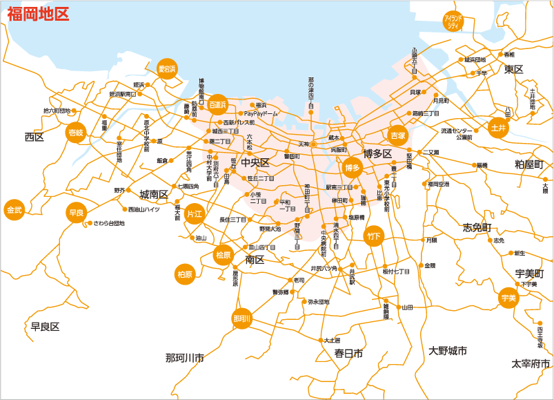 西鉄バス　路線図（福岡地区）